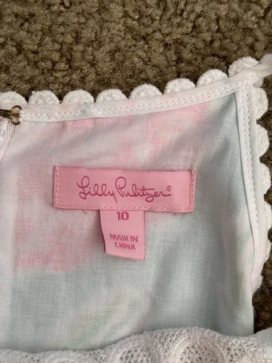 LILLY PULITZER SZ 10 Pearl Shift Floral Dress Poolside Halter Crochet VACATION - Picture 3 of 8